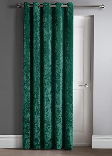 Intimates Luxury Thermal Crushed Velvet Ringtop Door Panel Curtain (Emerald Green, 46 Wide x 84 Drop Door Panel)