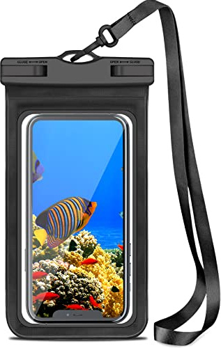 Superior IPX8 Waterproof Phone Pouch Dry Bags, Black Classic Mobile Phone Lanyard Cases Underwater for Swimming Boating, Dry Sleeve Holster for iPhone 16 Pro Max 15 Plus 14 13 12 11 10 etc. up to 7.2