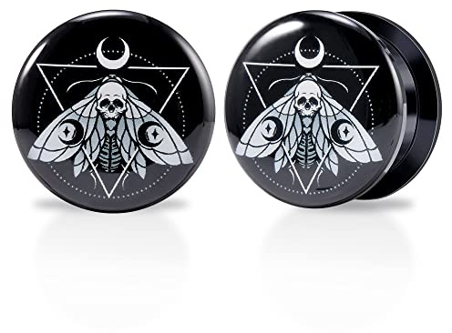 TBOSEN 1 Pair Acrylic and Epoxy Insect Skull Sheep Head Triangle Punk Element Screw Drilling Tunnel Plug Expander Piercing Fashion Gift 2g-1-3/16 Inch in 6mm-30mm