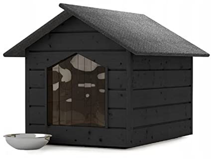 Hundehütte Hundehaus Outdoor Katzenhaus Höhle Winterfest Isoliert Holz 116x90x82 cm XL (Ebenholz #E08986)