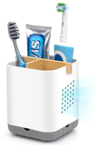 BYUNER Toothbrush Holder Set Electric Toothbrush Holders for Bathroom, Tooth brush Holder Caddy Bathroom Toothbrush Holder, 3 Slots Bathroom Organiser Countertop Storage Kids Toothbrush Stand (White)