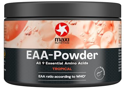 MaxiNutrition EAA-Pulver Tropical, 250g, hochdosiert mit allen 9 essentiellen Aminosäuren, Vegan, Zuckerfrei & Fettfrei, zum Aufbau, Erhalt und Regeneration der Muskeln