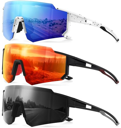 gesruny Polarized Sport Sunglasses for Men and Women, Lightweight TR90 Sun Glasses with UV Protection for Cycling Running