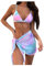 Lady Tank Top Rock im Bikini Mesh-Stil Frauen Taille Hohe dreiteilige Geteilte Taille mit bedrucktem Badebekleidung 's Set für Badebekleidung Fliegeruhr (Multicolor, L)