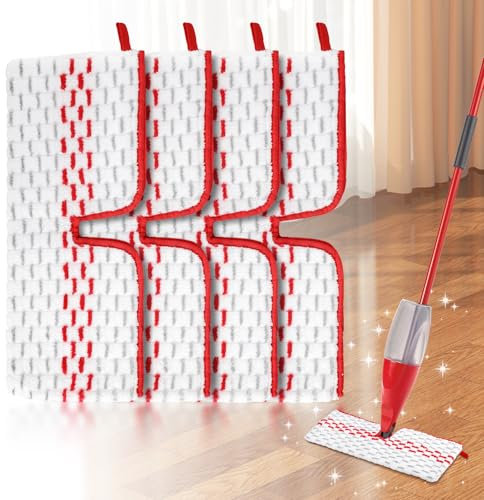 4 Stück Spray & Clean Sprühwischer Ersatzbezug für Vileda 1-2 Spraymax Sprühwischer, Bodenwischer Bezug für Wischmopp mit Sprühfunktion, Maschinenwaschbar Wischmopp-Reinigungskissen Ersatzbezug
