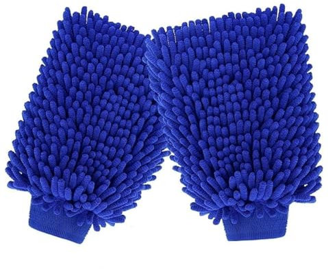 SHSHbuy Waschhandschuh Auto,2 Stücke Mikrofaser Autowaschhandschuh,Weicher Korallen Auto Chenille Waschhandschuh Handschuh für Autowäsche,Autopflege-Blau