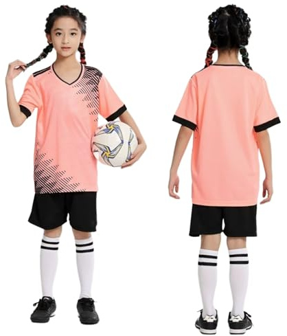 Boys Girls Sport Shorts Sets Kids Soccer Uniform Jersey Kit Football Training Suit School PE Tracksuit Mesh 4-13 Years