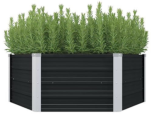 Hochbeet Anthrazit 129 x 129 x 45 cm Verzinkter Stahl,jiangboyue-45723
