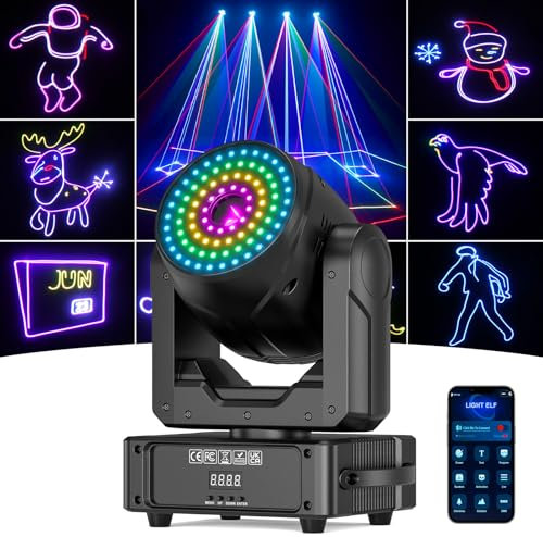 Lyre LED Jeux de Lumiere 3D RGB Animation DIY Lumière Disco avec Contrôle de l'App Projecteur pour Soiree, bar, Club,DJ Fête Anniversaire