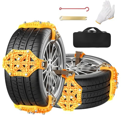 8 Pcs Cadenas Nieve, neumáticos invierno cadenas de seguridad, Juego Universal para Neumáticos Coche anti nieve, fácil instalación, vehículos de Emergencia (Ancho Neumático 165-265mm)