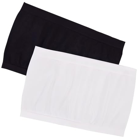 2 Pcs Soft Seamless Strapless Bra,Breathable Non Padded Strapless Bandeau Bra,Anti Exposed Stretchy Bandeau Tops Women for 60-100cm Chest Circumference Sizes,for Teenage Girls,Lady Black