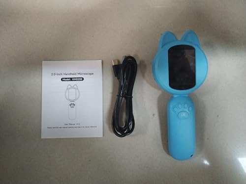 RASTKY Lupa para Niños con Cámara, Zoom Digital 4X, Pantalla IPS de 2,0 Pulgadas, Memoria Integrada, Batería, Luces de Relleno LED, Mini Lupa Digital Portátil para Explorar la (Blue)