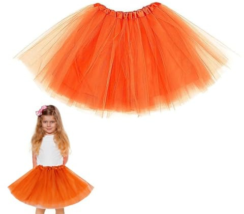 OIXYEY 1 Pezzi Gonna In Tulle, Gonna Tulle Donna, Gonna Tutu A Tre Strati Per Adulti Con Fodera Gonna Anni '80 Per Carnevale Celebrazione Di Halloween Rock Party Festival(Arancia C)