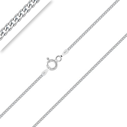 PLANETYS - PanzerKette Diamantiert 925 Sterling Silber Rhodiniert Kette - Halskette - 1.2 mm Breite - Längen: 45 cm