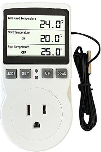 Plug in Thermostat Temperature Controller Electric Digital Thermostat Heating Cooling Mode Timer White