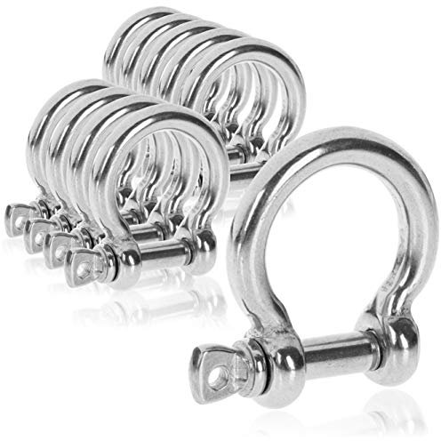 com-four® 10x grilletes Redondos - mosquetón pequeño con Cierre de Rosca - grillete Curvado con cáncamos - Acero Inoxidable 304-4,5 x 30 mm (10 Piezas - 4.5 x 30 mm - Forma de O)