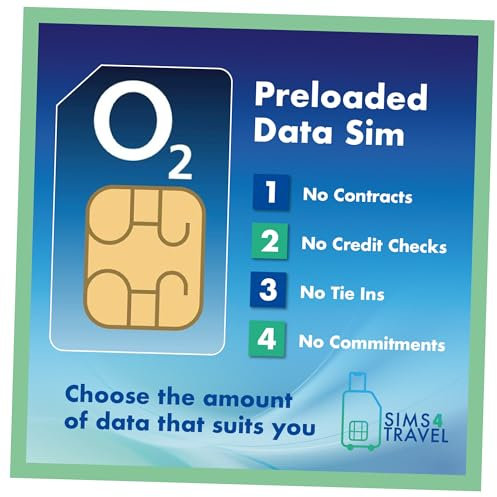 O2 Data Sim Card Preloaded with UNLIMITED 4G/5G Data. Includes 25GB to Roam for Free in 47 Countries. No Contracts, No Commitments, No Credit Checks, No Tie-ins, No Personal ID. (Valid for 1 Month).