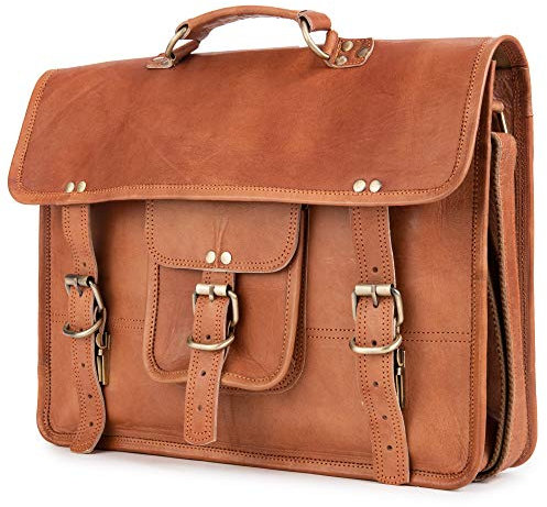 Berliner Bags Vintage Umhängetasche Berlin M aus Leder, Messenger Bag mit Laptopfach für Damen und Herren - Braun
