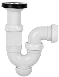 Cofan Sifón Curvo | Con Salida de Ø40 mm | Con Racor de 1 1/2 x 70 | Válvula para Lavabo y Bidé | Fabricado en Polipropileno | Junta Cónica Reductora de Ø32 mm