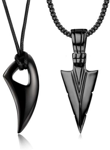 Diamday 2Pcs Anhänger Halskette Herren mit Halskette Edelstahl Silber Kette Männer Anhänger Halsketten Set für Herren Schwarz