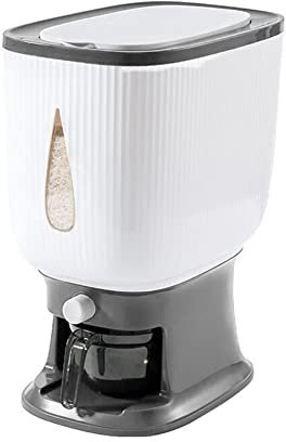 Aboiledy 10Kg Müslispender Futtertonne Reisspender mit Deckel und Rice Becher, Cornflakes Mehl Aufbewahrung Großer Müsli Spender Cerealienspender Cereal Dispenser, Hundefutter Waschmittel Aufbewahrung