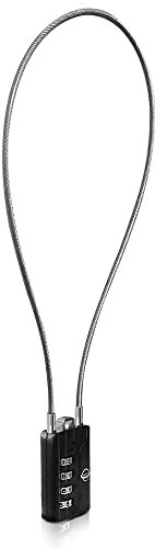 SISAV Cadenas à combinaison à 4 chiffres avec câble de 50cm/20pouces pour casier de gymnase scolaire,casque,classeurs,boîte à outils,valise,sac à dos,noir 1 Pièces