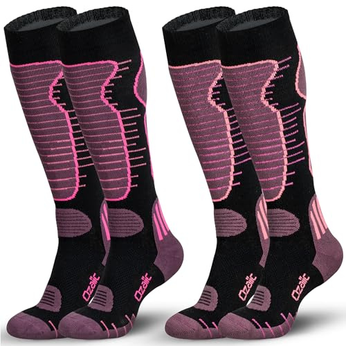 Ozaiic Unisex Merino Wool Ski Socks, Knee‑High Thermal Warm Cushioned