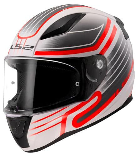 LS2, Casco Moto Integrale RAPID II CIRCUIT Gloss White Red, XXL