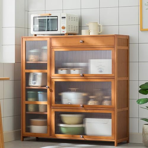 JSDMBD Armadietto da Cucina, Credenza Alta per Cucina, Buffets Armadietto da Cucina, Scaffale da Cucina, Mobile Cucina Dispensa con 2/3 Armadietti, Armadio Dispensa per Riporre Cucine Soggiorno