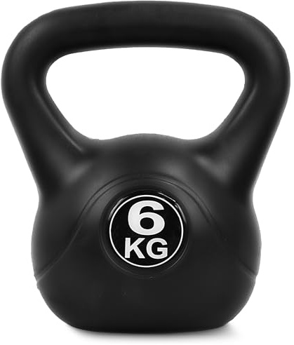 4FIZJO Kettlebell bituminös, 6 kg, Schwunghantel für Fitness, Kraft und Ausdauertraining, Kugelgewicht, Rundgewichte für Zuhause, Fitnessstudio, Gewichte Bodenschonende - Kugelhantel, Farbe: Schwarz
