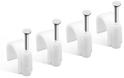 HuaoPOr Cable Clips, 12mm Cable Nail Clips (Pack of 100), White Round Wire Tidy Clips, for Outdoor and Ethernet, Wall Cable