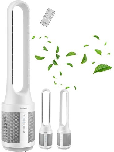 Echos® Turmventilator energiesparender Standventilator sehr leise Bodenventilator mit Fernbedienung Ventilator mit Kühlung Oszillierend 8h Timer hoher Luftdurchsatz Tower Fan Säulenventilator