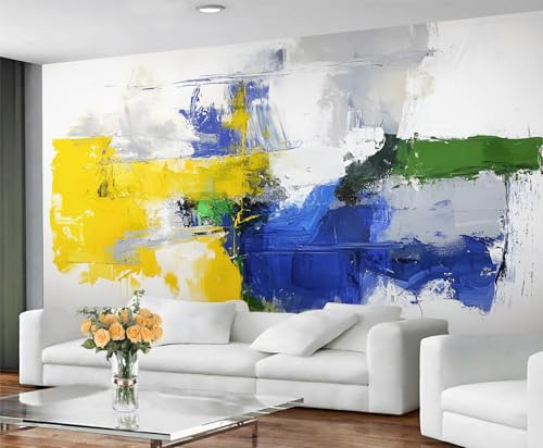 YXQAIED Papel pintado de graffiti, papel tapiz amarillo y azul para dormitorio, papel pintado texturizado colorido para sala de estar, murales fotográficos 3D para apartamentos de hotel, (no se pela