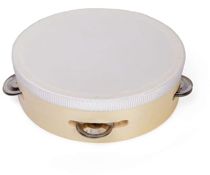 Bigjigs Toys tambourin naturel | instrument tambour à main en bois pour enfants | jouet percussion Montessori bébé | shaker rythmique | outil de musique facile à tenir | dès 12 mois