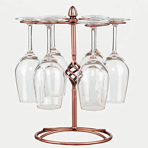 Vinglasställ, bänkskiva, vinglashållare, elegant fristående bordsskiva, stamvara, förvaringsställ/vinglasstativ, hållare med 6 krokar, köksglasögon, tillbehör för förvaring i hemmet, bar, brons