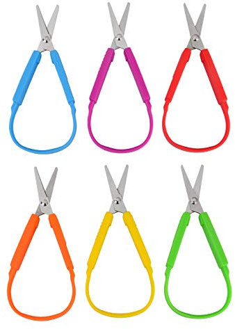 Special Supplies Mini-Schlaufenschere für Kinder und Jugendliche und 14 cm (6 Stück) bunte Schlaufen, anpassungsfähiges Design, leicht zu öffnende Griffe, für besondere Bedürfnisse