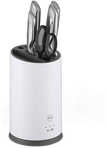 Bloque de cuchillos vacío, bloque de cuchillos universal con función de desinfección y secado, soporte para cuchillos con ranuras para tijeras, para un almacenamiento seguro, ahorro de espacio
