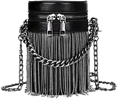 FONETTOS Y2K Punk Bag Tassel Totes Gothic Fringe Bag Women Shoulder Funky Bags Sourpuss Rock Fashion Crossbody Handbag