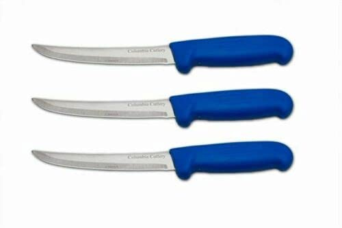 Columbia Cutlery 6 in. Blue Boning/Fillet Knife - Curved & Stiff (3 Pack)