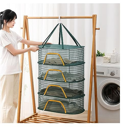 szdianhai Trockennetz,Drying Rack Trockennetz, Hängend mit Haken Netzgestell zum Mesh Trockennetz für KräUter,Polyamid Stahldraht für Trocknen Samen Fisch Gemüse Obst Kräuter (4 lagiges)