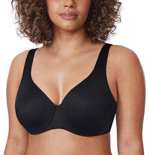 Delimira Women's Minimiser Bra Plus Size Non Padded Underwired Seamless Comfort Bras Black 34G