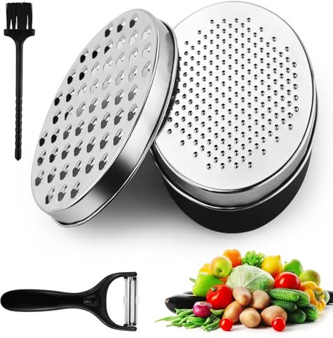 Grattugia per formaggio con contenitore, grattugia per cucina con coperchio di 2 dimensioni, in acciaio inox, tritatutto per verdure, cioccolato, tritatutto per formaggio e zenzero, grattugia per
