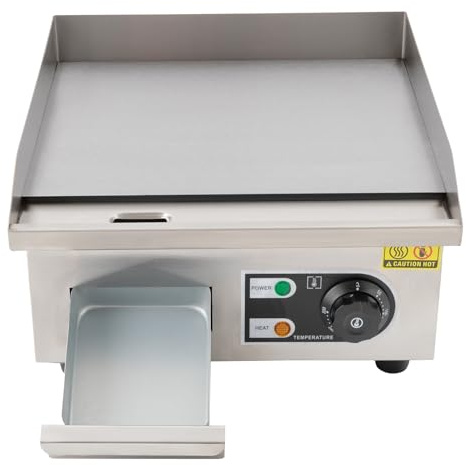 14Zoll Kommerzielle Elektrische Grillplatte Edelstahl Grill Bratplatte Elektro Elektrogrill Griddleplatte BräTer Griddle Temperaturbereich 50-300℃/122°F-572°F Elektrogrill Mit 2Spachteln 2000W