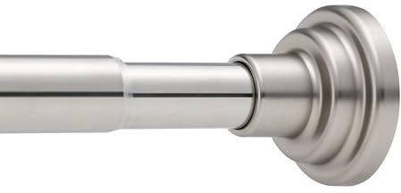 Stainless Steel Extendable Shower Curtain Rod 76-132CM，Adjustable Strong Spring Rod，No Drill, No Slip, for Window Bathroom, Bedroom, Silver