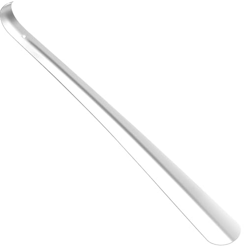 Calzascarpe Lungo – Calzascarpe Lungo Metallo – 42cm Calzante per Scarpe Lungo – Calzascarpe Metallo Resistente per Adulti, Anziani, Donne Incinte, Bambini, Uso Quotidiano e Viaggi (Argento)