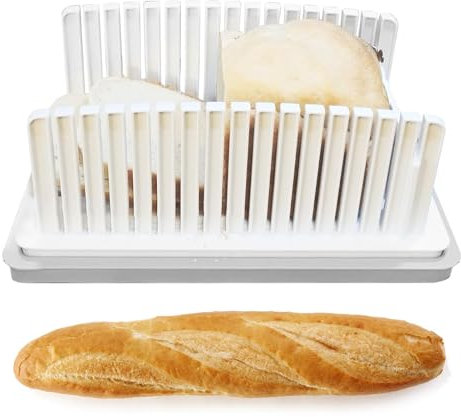 Kustimantu Pain coupé de pain avec plateau, grillage pour cuisson | Épissoir pliable avec plateau, outil de coupe d'épaisseur réglable pour pétoncles, déjeuner, fromage, jambon, sandwichs