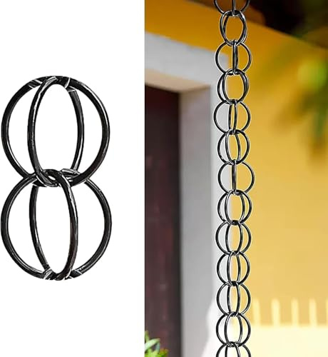 Anello della Catena della Pioggia, Pluviale di Ricambio della Catena della Pioggia per Grondaie, Catena della Pioggia, Cerchio della Grondaia, Raccoglitore di Pioggia, Camp, Style1, 260cm (8.5ft)