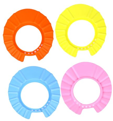 UTHCLO 4 Stück Teiliges EVA Waschhaube Verstellbar Shampoo Schutz Duschhaube Form für Jungen Mädchen Kleinkinder Badezimmer Haarwaschschutz Zufällige Farbe Zufällige Farbe