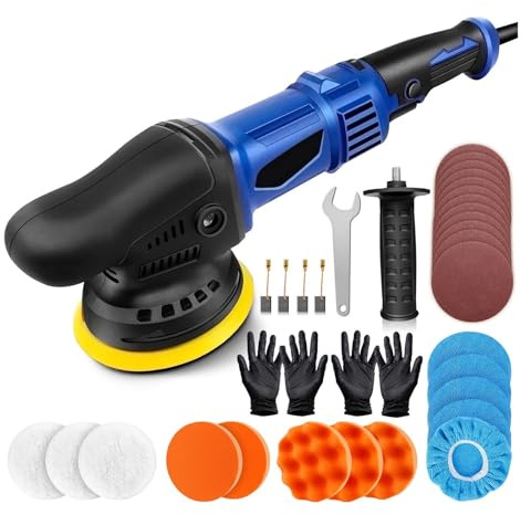 Polisher 5000W Dual Action Car Polisher, Random Orbital Polisher Car Buffer Polisher 6 Variable Speed for Car Detailing Lightweight and Easy to Use