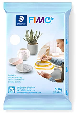 STAEDTLER lufttrocknende Modelliermasse FIMO air, weiß, sofort gebrauchsfähig, kein Brennvorgang notwendig, 500g, angenehme Haptik, klebt nicht, mind. 95% natürliche Rohstoffe, 8100-0